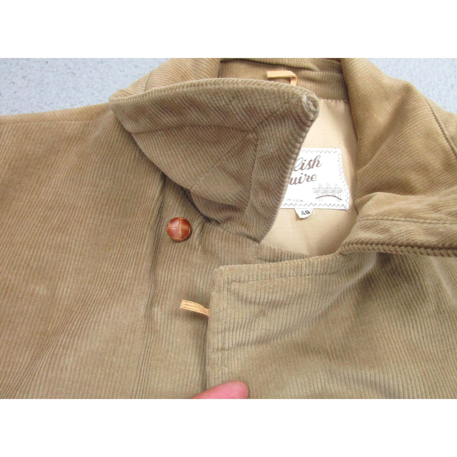 Vintage VINTAGE English Squire Overcoat Mens 48 Beige Corduroy Car Coat Lined Made in USA Size US M / EU 48-50 / 2 - 4 Thumbnail