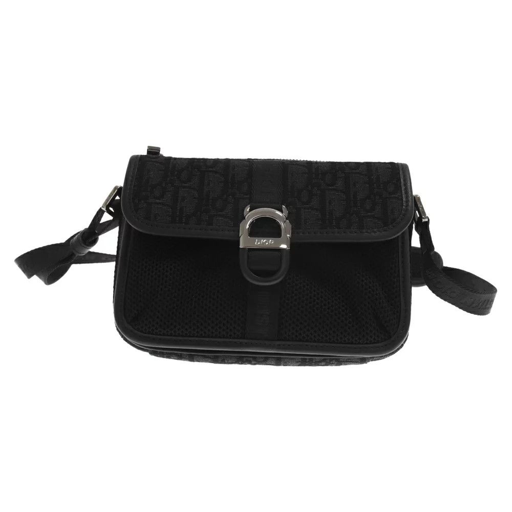 image of Dior Oblique Jacquard Mini Messenger Bag Shoulder Bag Black, Women's