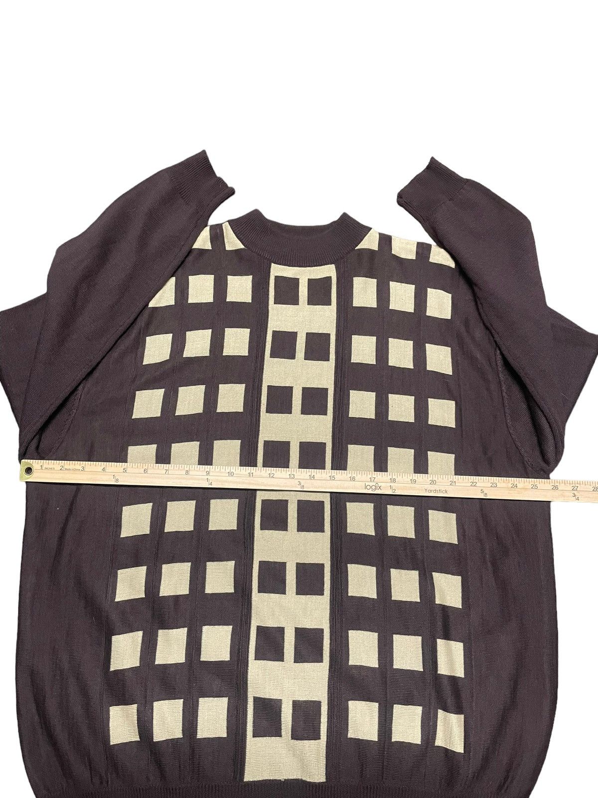 Vintage VTG Brown Checkered Wool Sweater Size US XXL / EU 58 / 5 - 6 Thumbnail