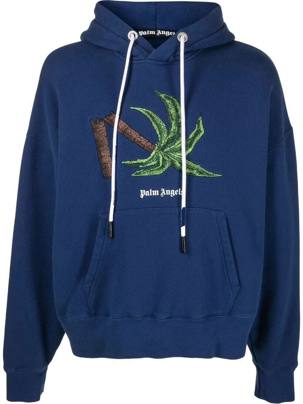 image of Palm Angels O1Mle0424 Broken Palm Hoodie In Navy, Men's (Size Large)