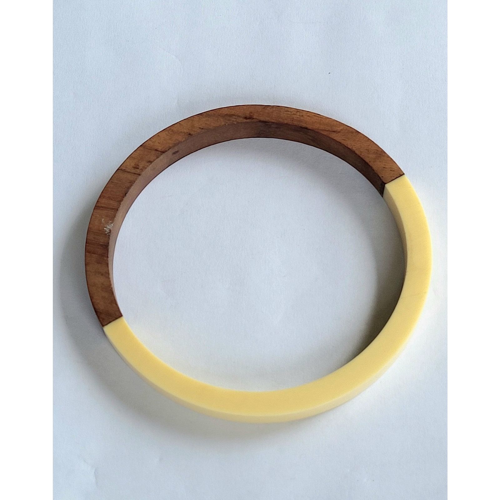 Other Wood Bangle Duo Lucite Black White Lot of 2 Bracelets Size ONE SIZE - 3 Thumbnail
