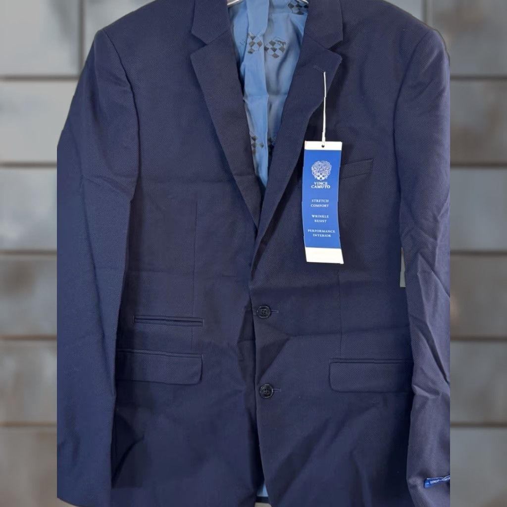 Vince Camuto Blazer Jacket Men's 40L Slim Fit Navy Blue 2 Button Coat New  NWT
