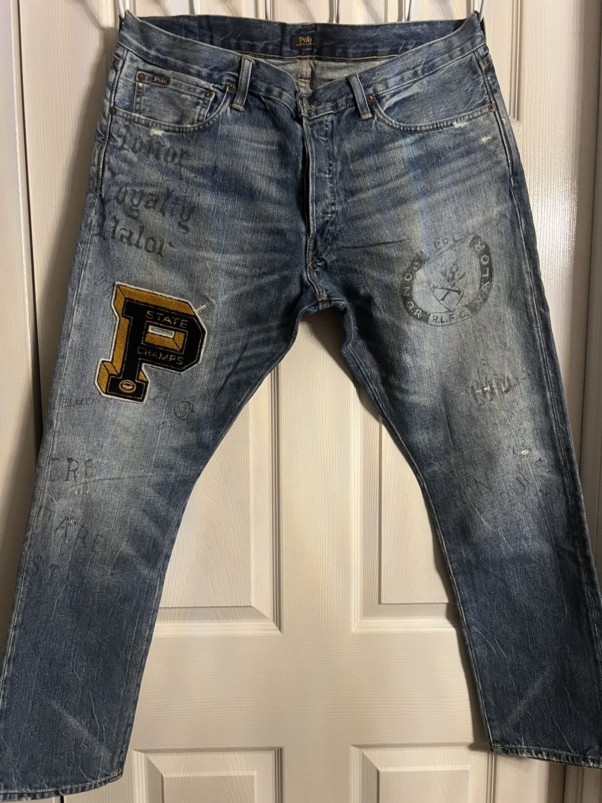RARE VTG Polo Ralph Lauren P Patch Denim Jeans CC Graffiti