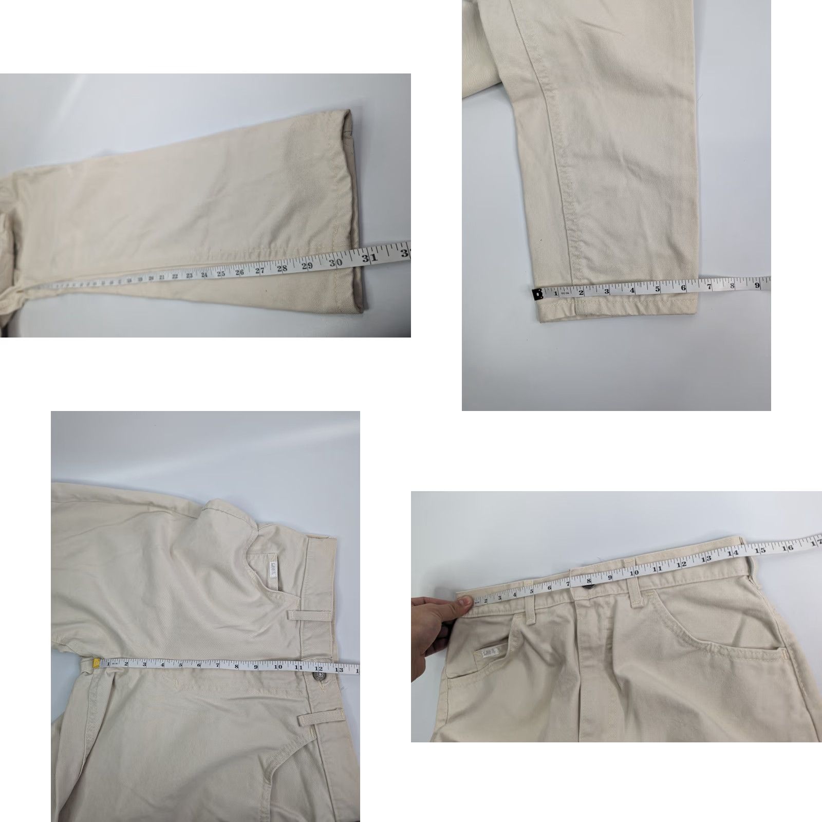 Lee VINTAGE Lee Pants Khakis Women Beige 12 High Rise Flat Front Tapered Cotton Denim Union Made Size 34" / US 12 / IT 48 - 8 Thumbnail