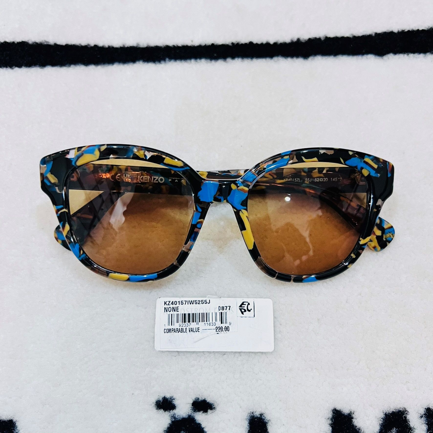 Kenzo Kenzo Tortoiseshell Cat Eye Camo Blue Multi Color Sunglasses Size ONE SIZE - 9 Thumbnail