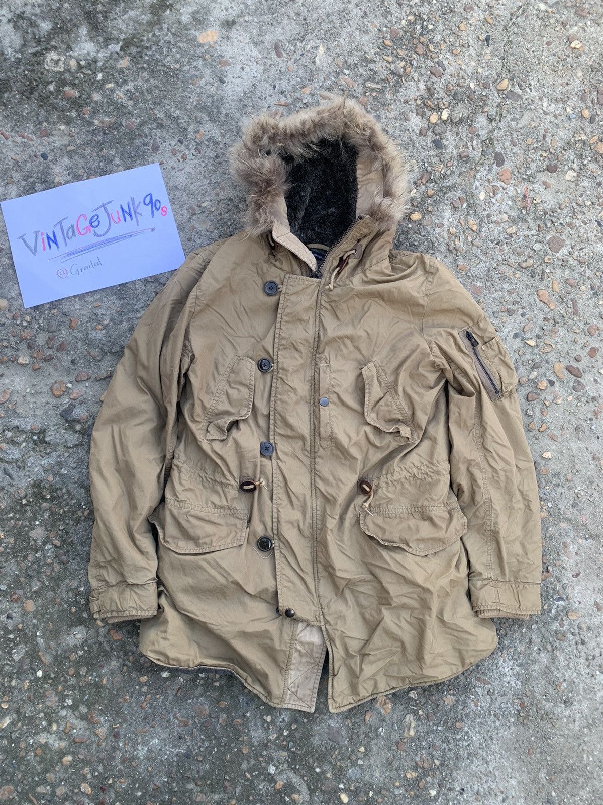 image of John Bull Military Multipocket Parka Jacket Faux Fur Hoodies in Brown, Men's (Size Medium)