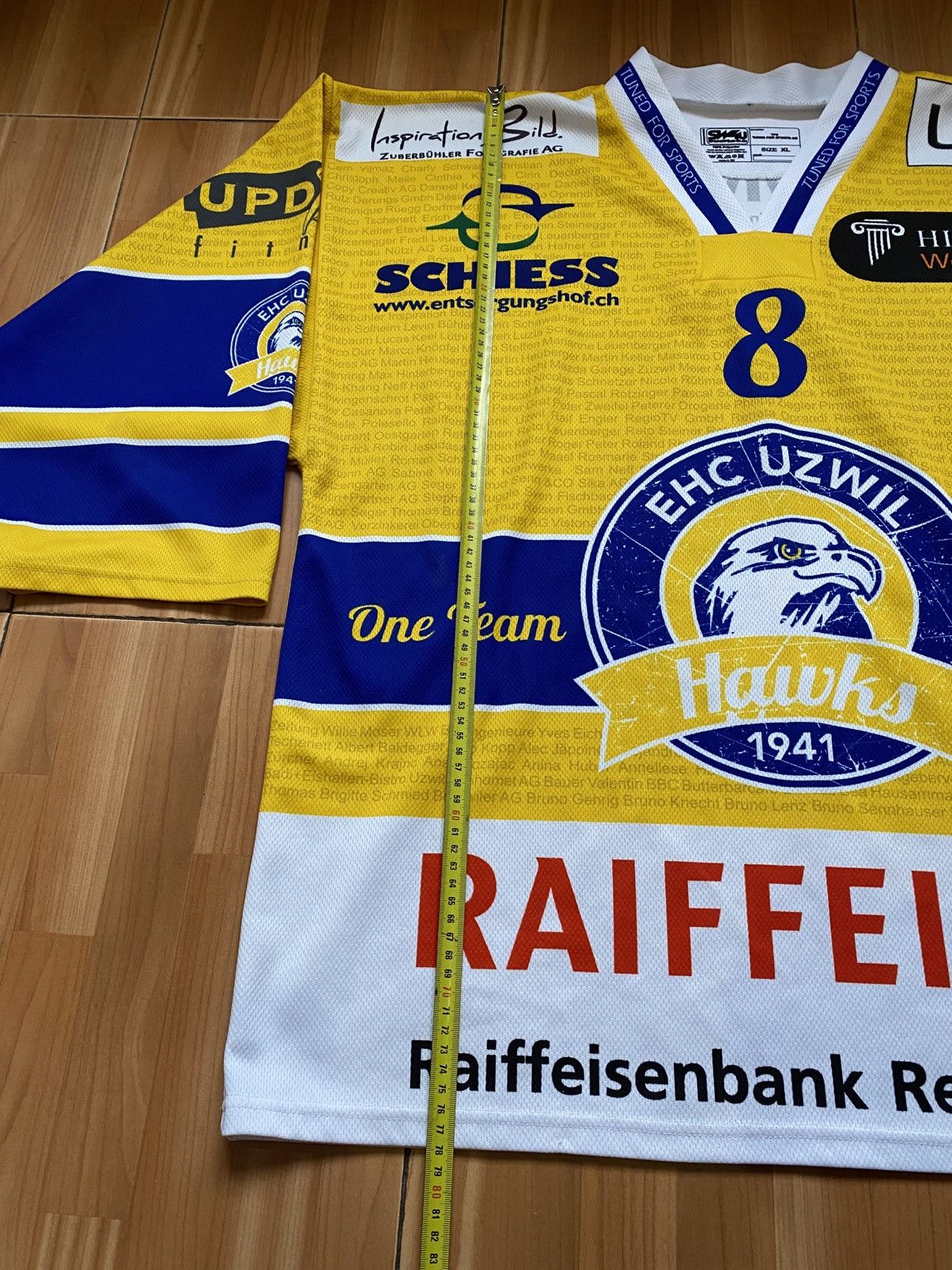 NHL EHC Uzwil Hawks Team Bistro #8 Switzerland Shirt Hockey Size US XL / EU 56 / 4 - 19 Thumbnail
