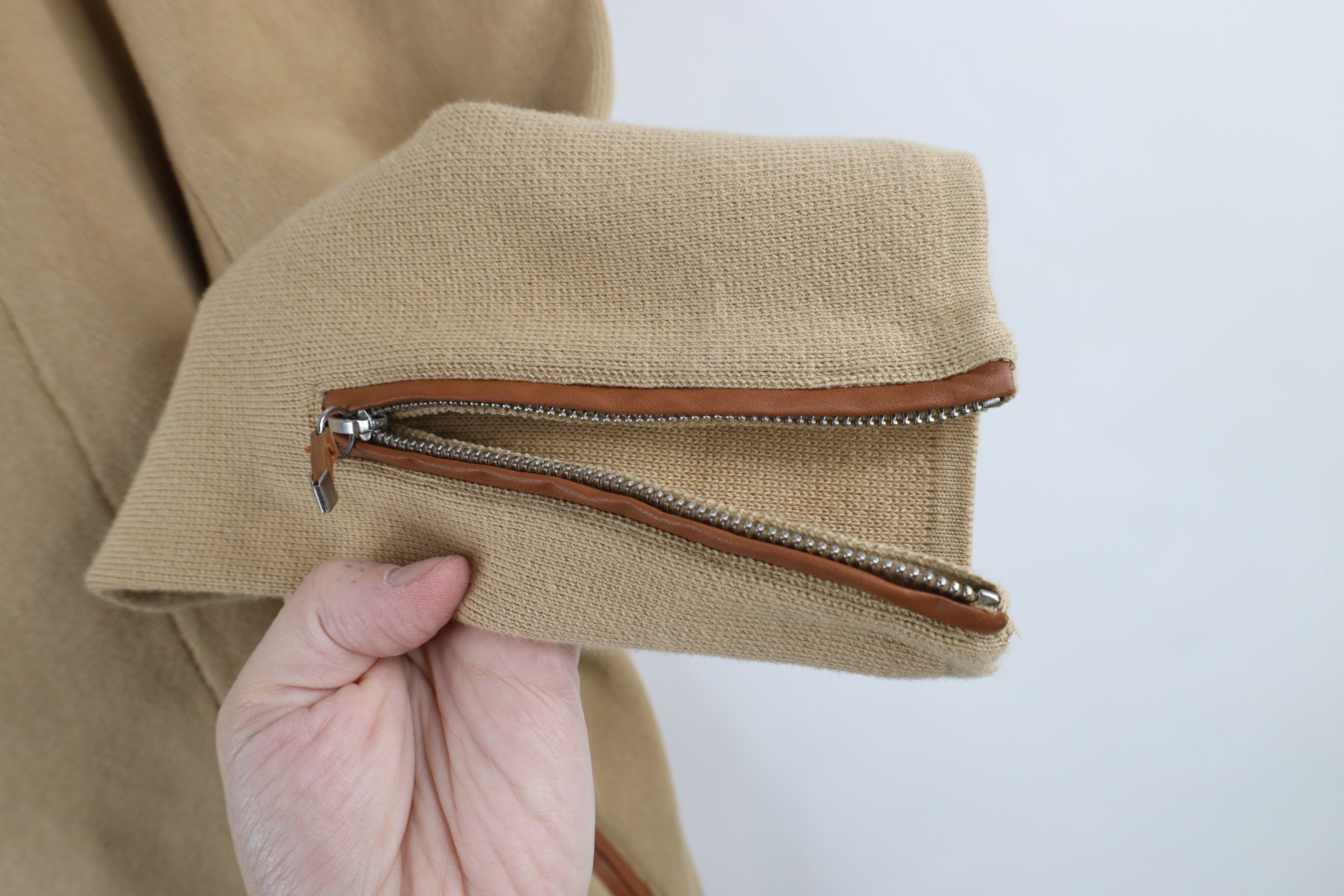 Ralph Lauren × Vintage Vintage Ralph Lauren Asymmetrical Zip Knit Sweater Beige Size XL / US 12-14 / IT 48-50 - 6 Thumbnail
