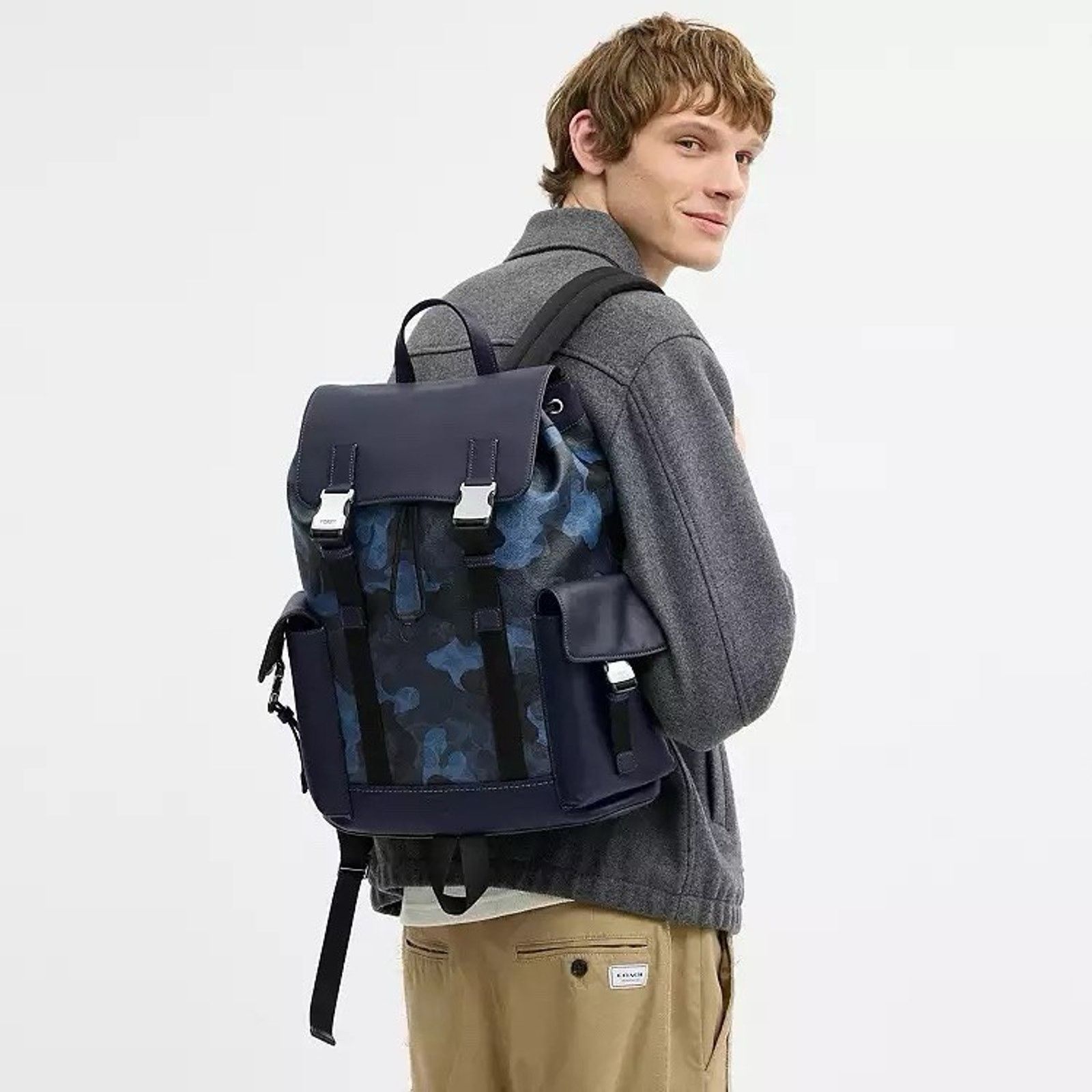 Coach NWT COACH MEN'S Clark Backpack Camo Silver/Blue Multi cdc20 Size ONE SIZE - 10 Thumbnail