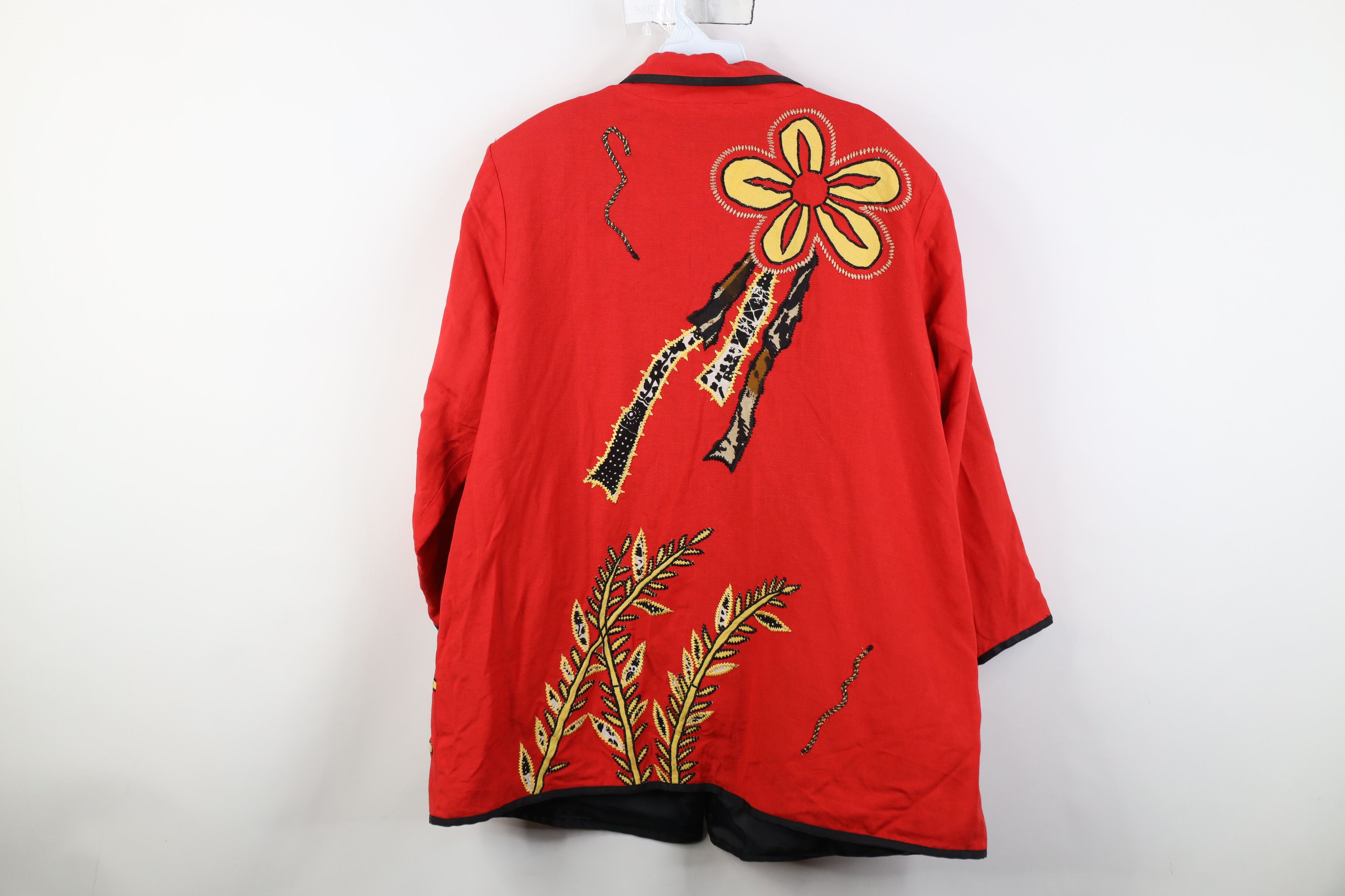 Vintage Vintage 90s Streetwear Abstract Art Flower Blazer Jacket Size XL / US 12-14 / IT 48-50 - 14 Thumbnail