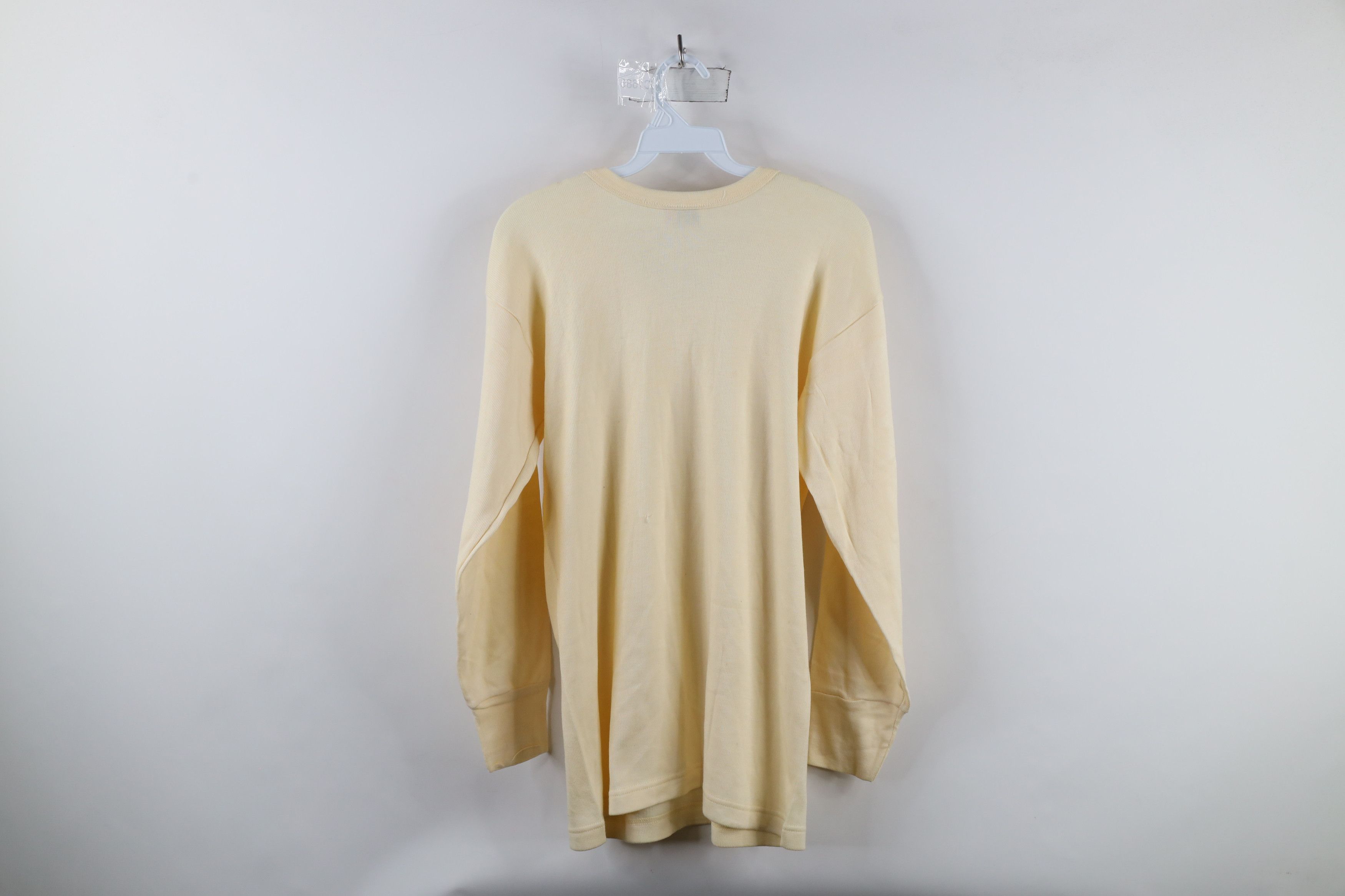 Vintage Vintage 90s Streetwear Ribbed Knit Long Sleeve T-Shirt Cream Size US M / EU 48-50 / 2 - 10 Thumbnail