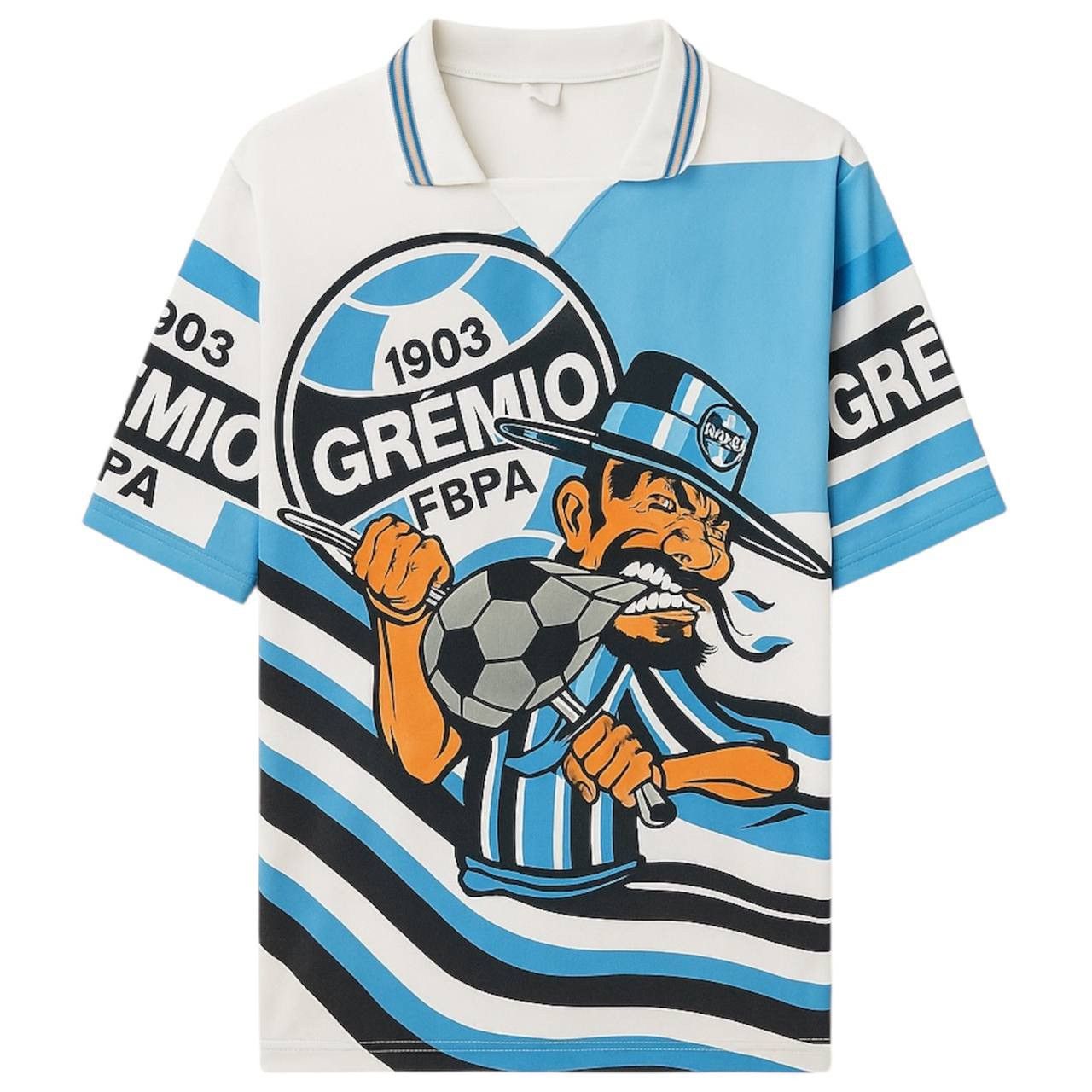 90’S FBA GREMIO 1903 DESIGN MASCOT SOCCER JERSEY ROVIL SZ L