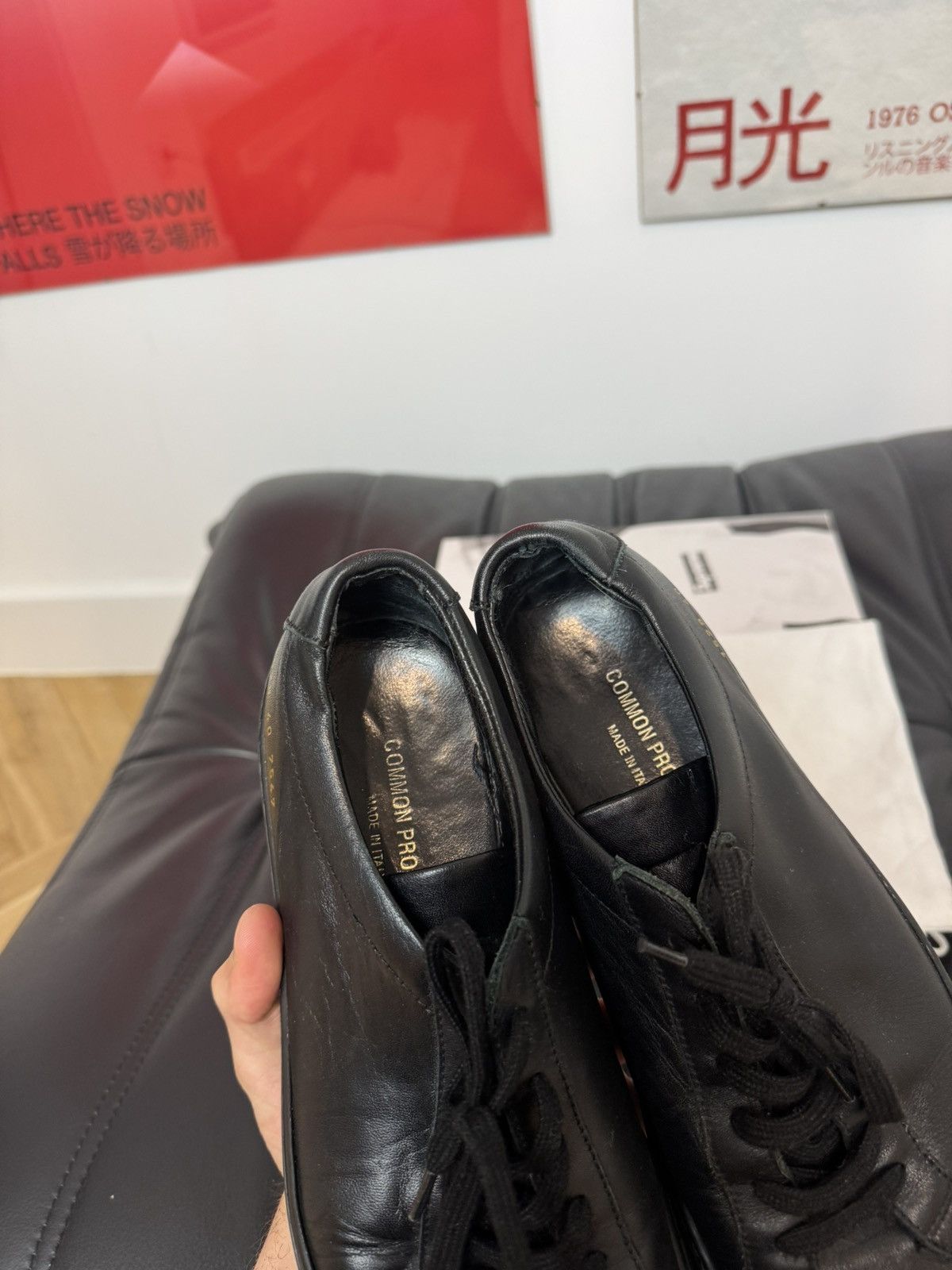Common Projects Common Projects Achilles Low Black Luxury Leather Sneakers Size US 7.5 / EU 40-41 - 5 Thumbnail