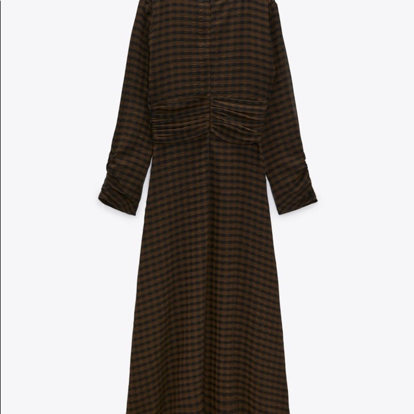 Zara ZARA DRAPED PLAID DRESS BLACK / GREEN Size XS / US 0-2 / IT 36-38 - 8 Thumbnail
