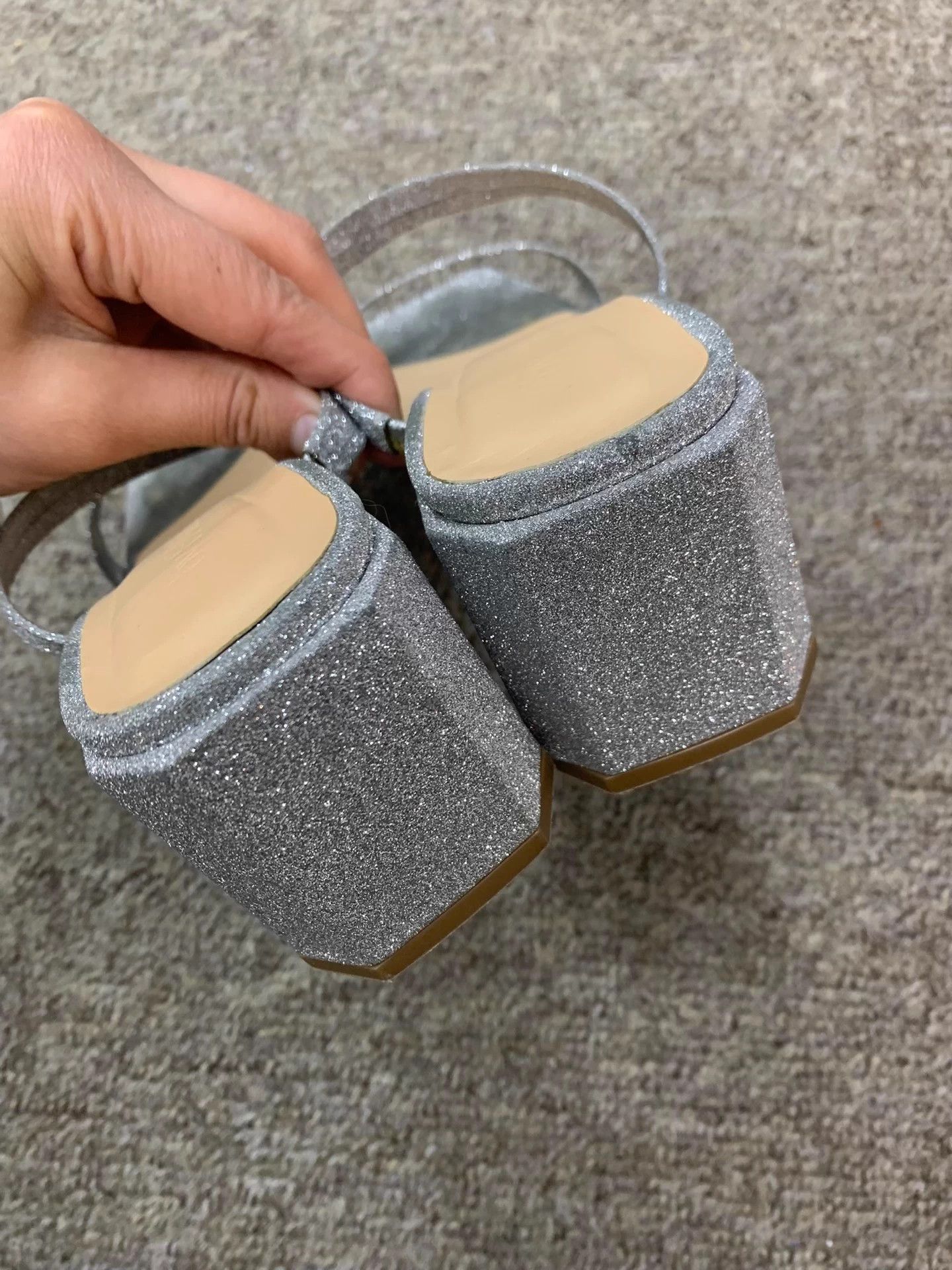 By Far BY FAR Silver Sequin Sandals Slide 37 New Size US 6 / IT 36 - 3 Thumbnail