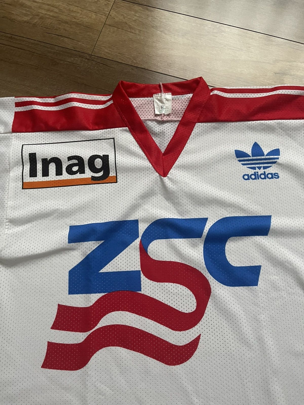 Adidas 1990/1991 Adidas ZSC Lions Vintage Hockey Jersey Shirt Size US L / EU 52-54 / 3 - 5 Thumbnail