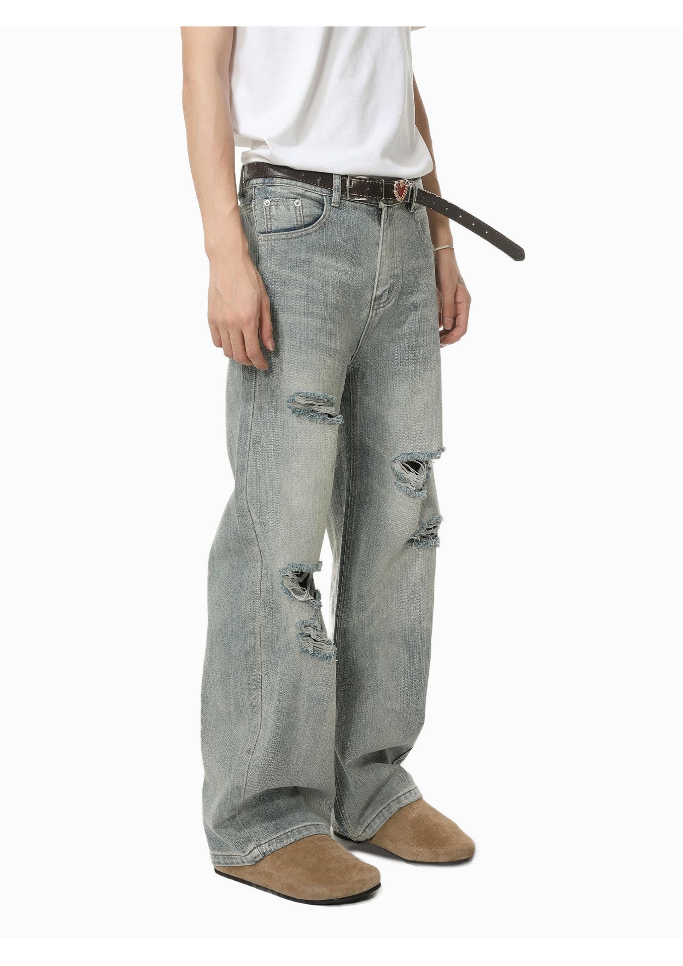 Vintage Street distressed versatile casual washed ripped jeans Size US 32 / EU 48 - 6 Thumbnail
