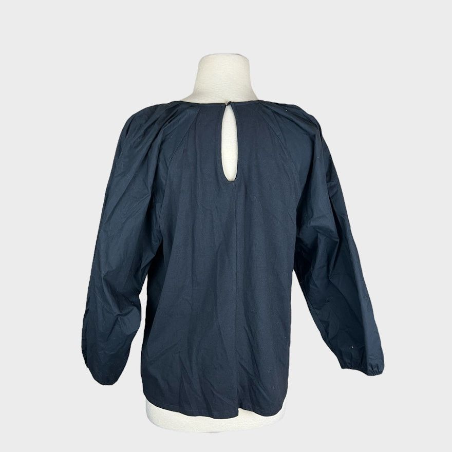 Target Basics A New Day | Long Sleeve Mixed Poplin top Black | Size L NWT Size L / US 10 / IT 46 - 4 Thumbnail