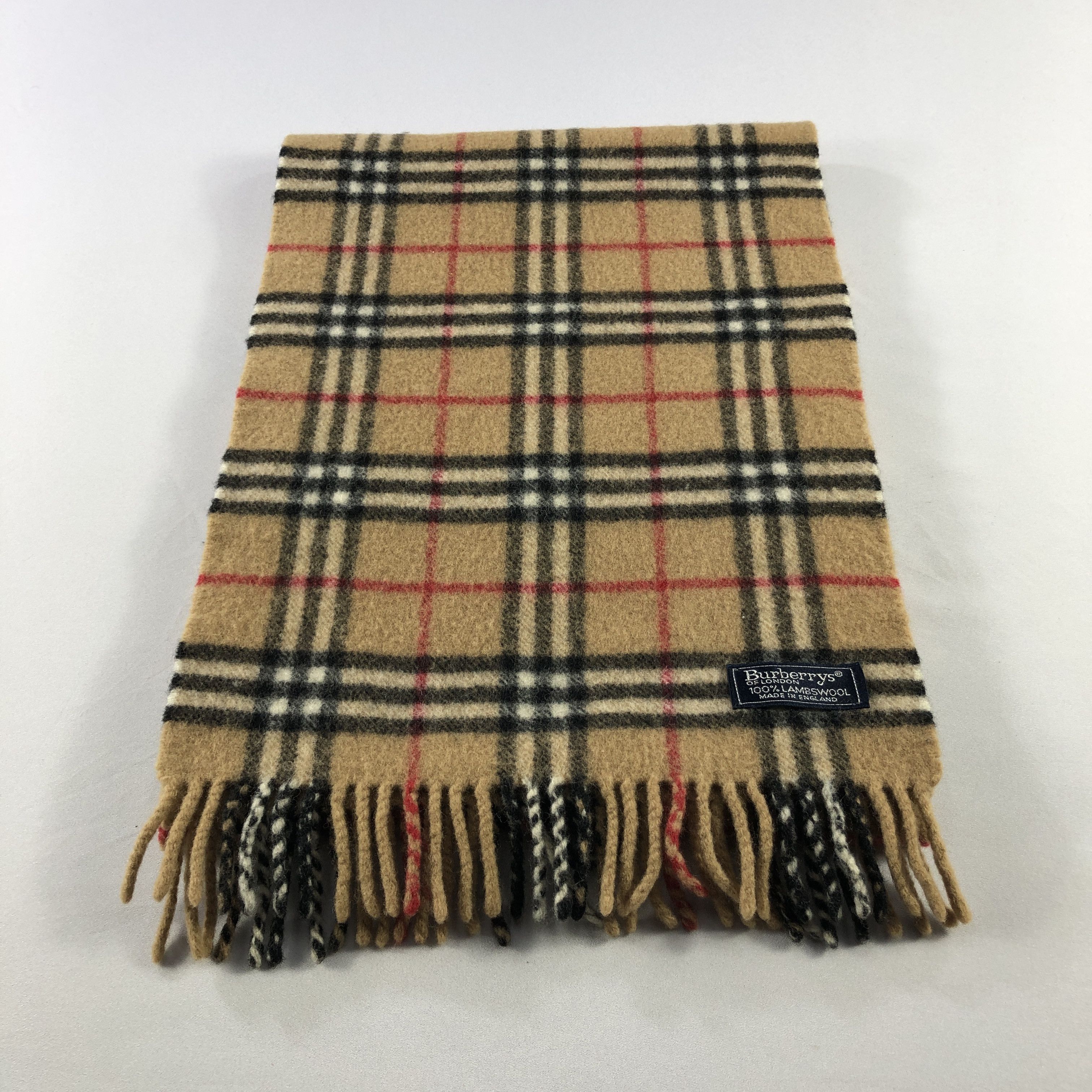Burberry Burberrys Nova Check Tan Wool Scarf Muffler V2843 Size ONE SIZE - 3 Thumbnail
