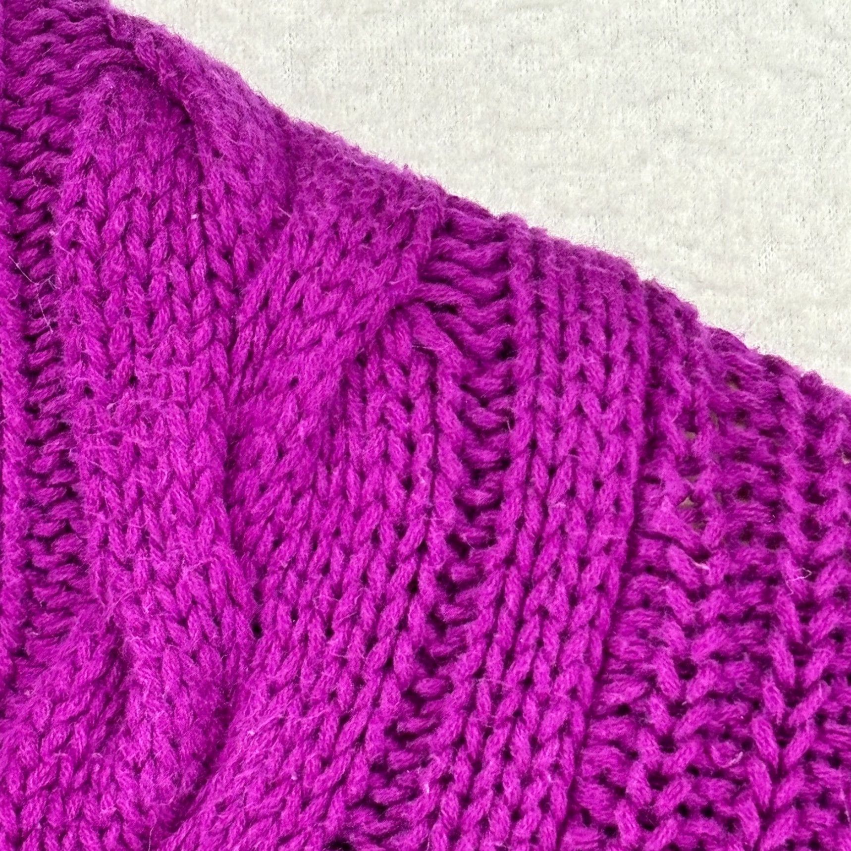 LAUREN RALPH LAUREN Sweater Women 1X Plus Cable Knit V-Neck Cotton Purple Adult Plus Size Pullover Dolman Sleeve Pilling Indicating Purple Womens