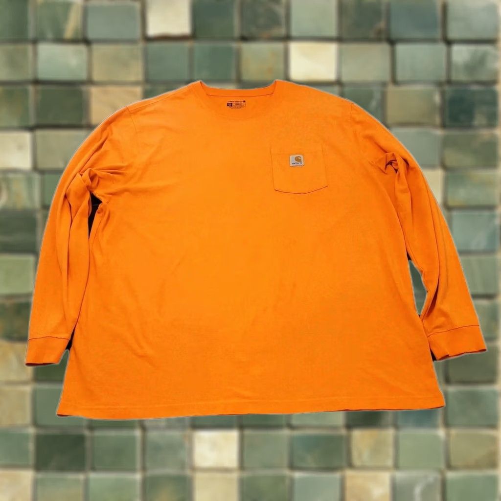 Carhartt VINTAGE: No Carhartt Shirt Mens 2XL Orange High Visibility Long Sleeve Crew Neck Heavyweight Loose Fit Outdoor Size US XXL / EU 58 / 5 - 1 Thumbnail