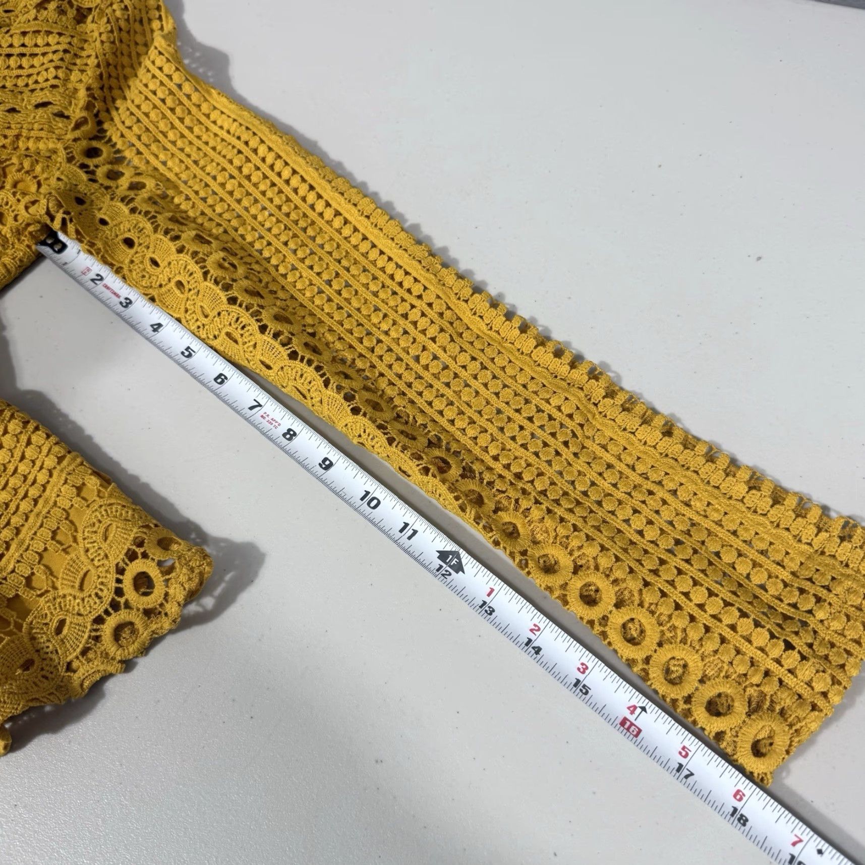 Vintage Endless Rose Shirt Lined Long Sleeve Yellow Crochet Lace Blouse S Womens Fit Regular Size S Size S / US 4 / IT 40 - 4 Thumbnail