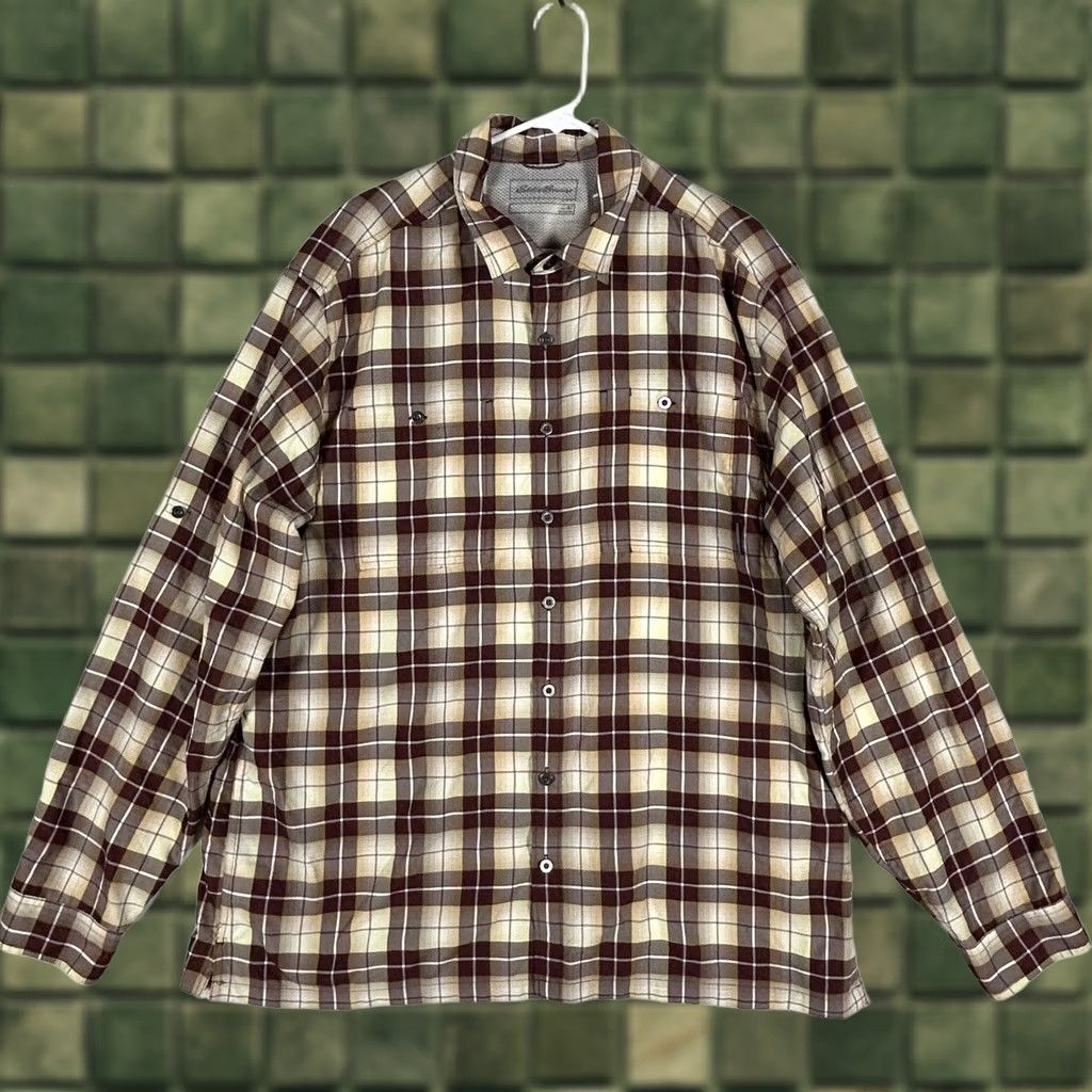 Eddie Bauer Eddie Bauer Flannel Shirt Mens XLT Tall Long Sleeve Plaid Brown Button-Up Pocket Size US XL / EU 56 / 4 - 1 Thumbnail
