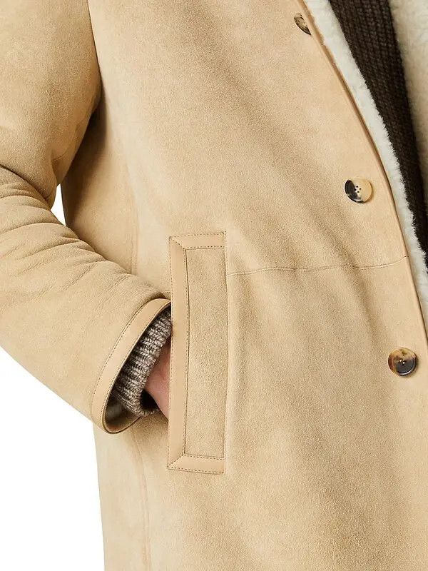 Loro Piana o1w1db10824 Sedrun Shearling Coat in Beige Size US L / EU 52-54 / 3 - 6 Thumbnail