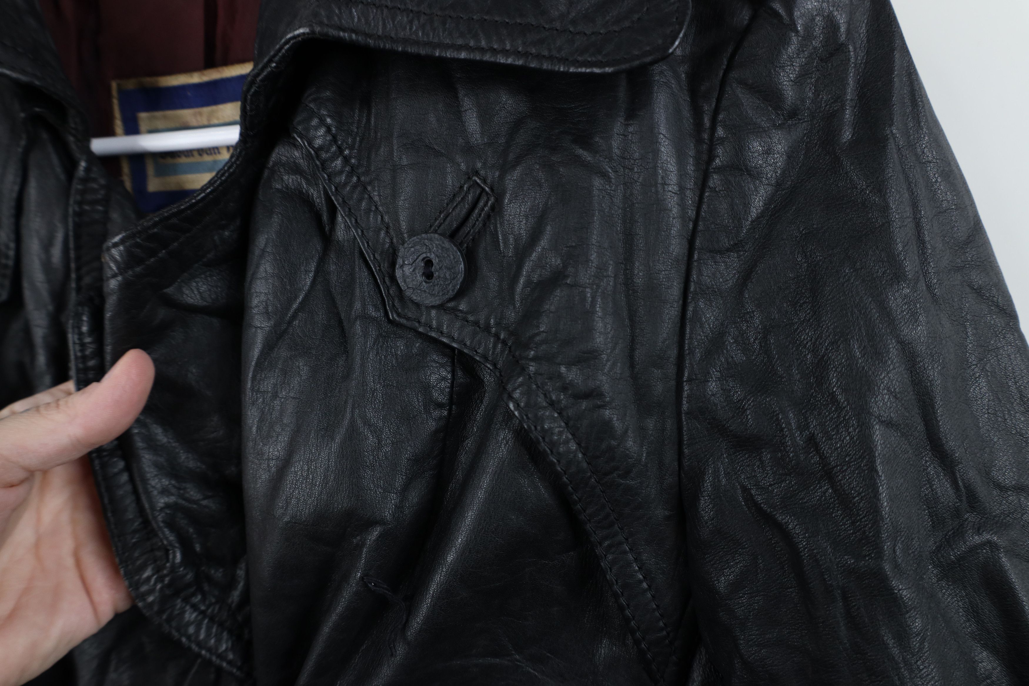 Vintage Vintage 70s Streetwear Goth Leather Trench Coat Jacket Black Size L / US 10 / IT 46 - 8 Thumbnail