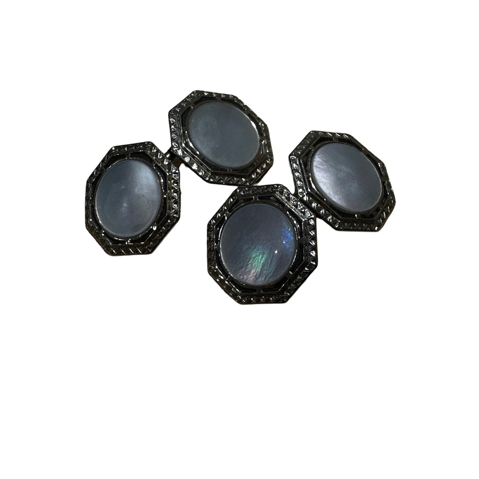 Vintage Vintage Mother of Pearl Chain Cuff Links from Krementz Size ONE SIZE - 2 Thumbnail