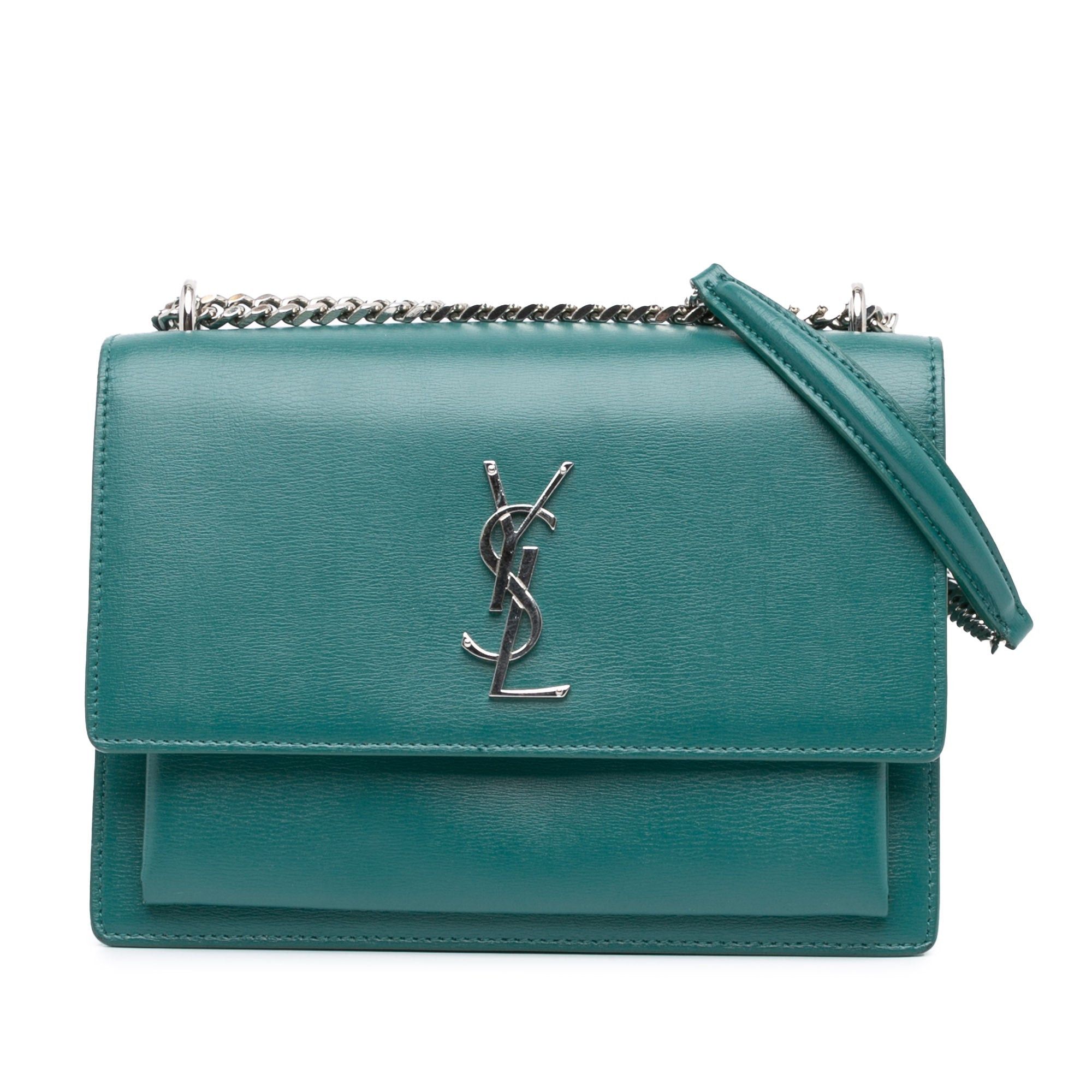 Saint Laurent Paris Saint Laurent Medium Smooth Calfskin Sunset Shoulder Bag Blue Size ONE SIZE - 1 Thumbnail