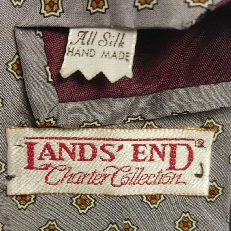 Lands' End VTG Land's End Charter Co. Men's OS Silk Grey Paisley Tie Size ONE SIZE - 2 Thumbnail