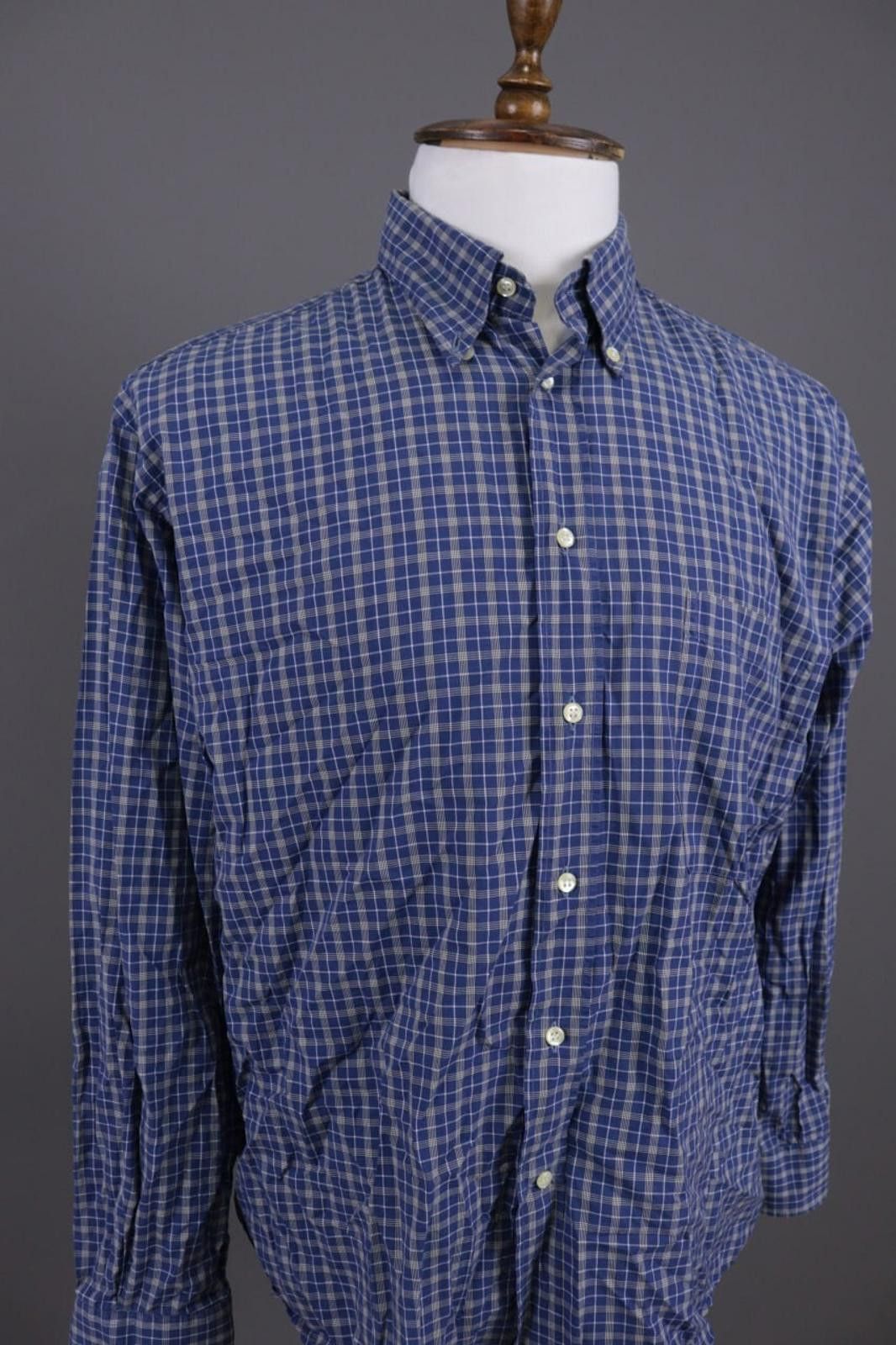 Corneliani Corneliani Blue Check Button Down Shirt Size 42 / 16.5 Size US M / EU 48-50 / 2 - 4 Thumbnail