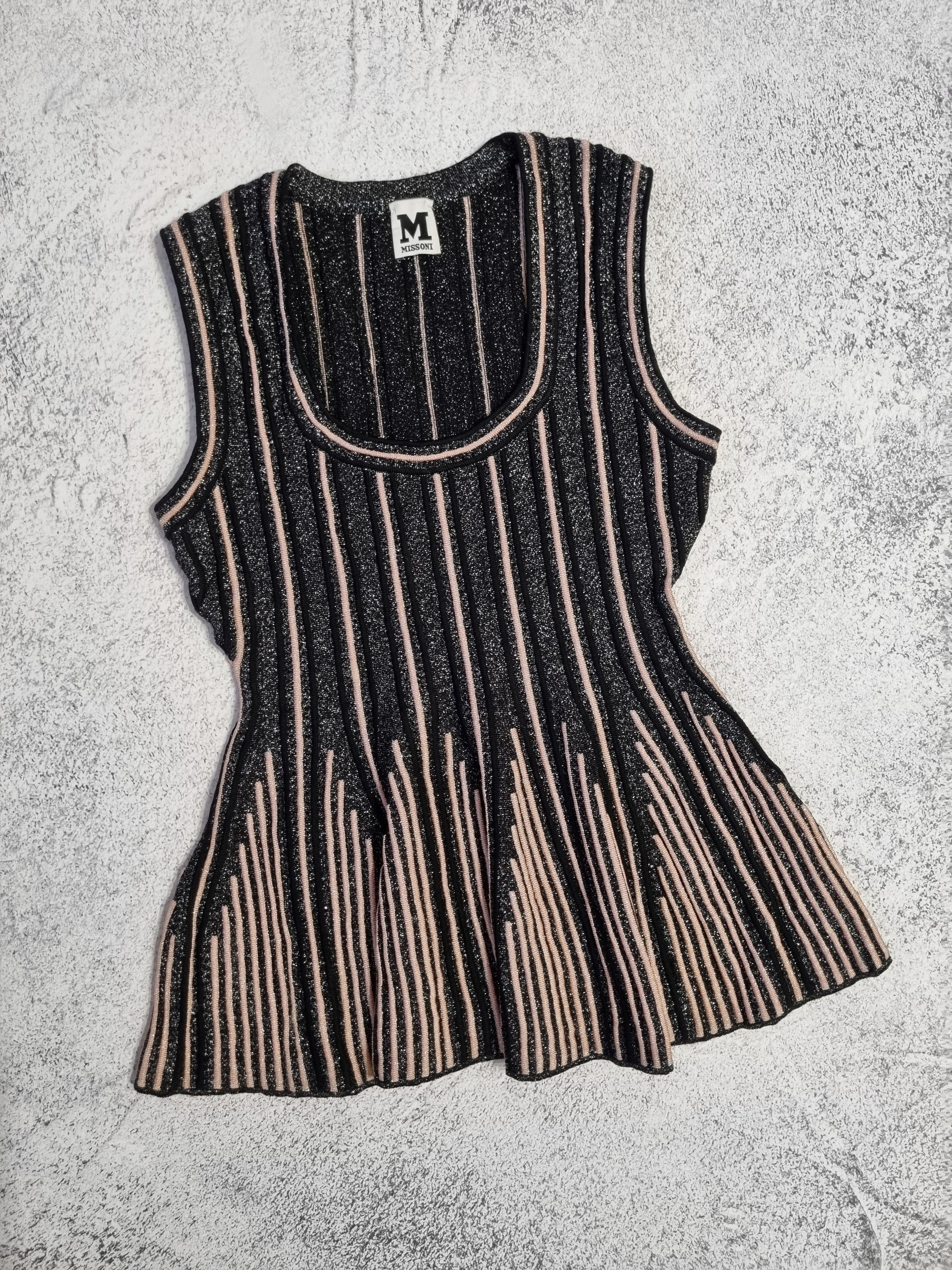 Missoni Missoni Black Stripe Lurex Knit Flared Tank Top Size S / US 4 / IT 40 - 2 Thumbnail