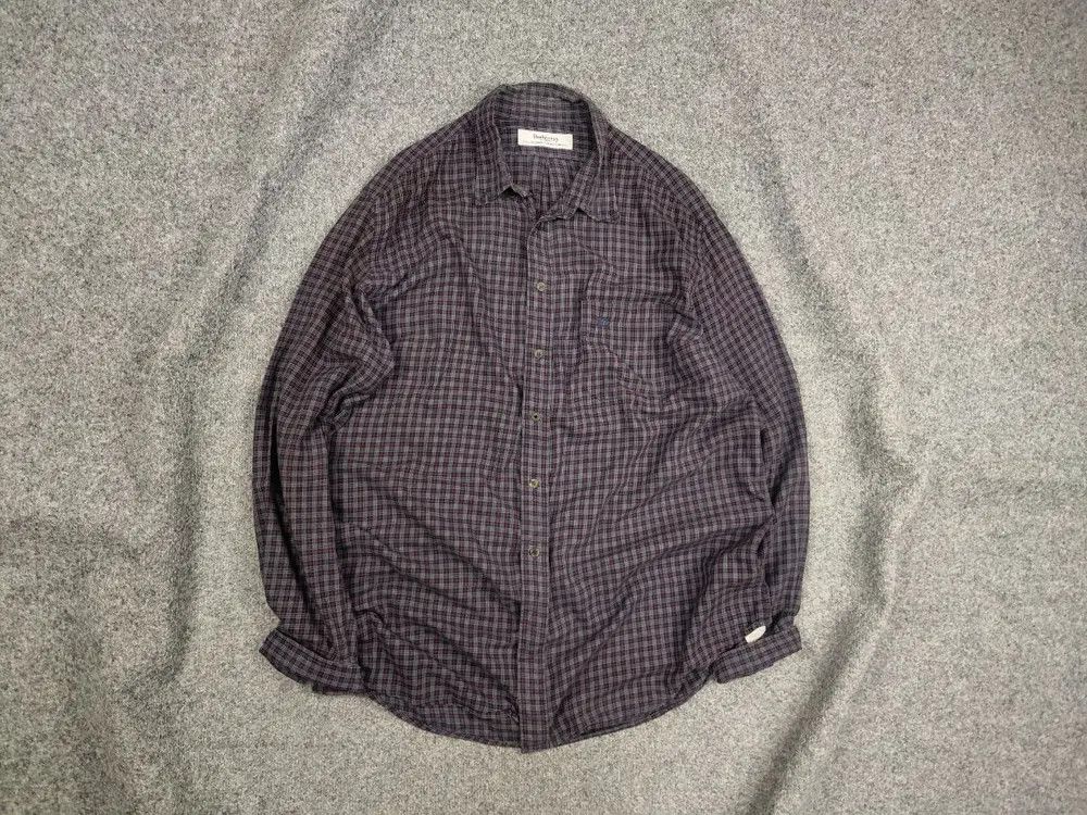 Burberry Vintage 90's Burberry London Nova Check Dark Button Shirt Size US XL / EU 56 / 4 - 1 Thumbnail