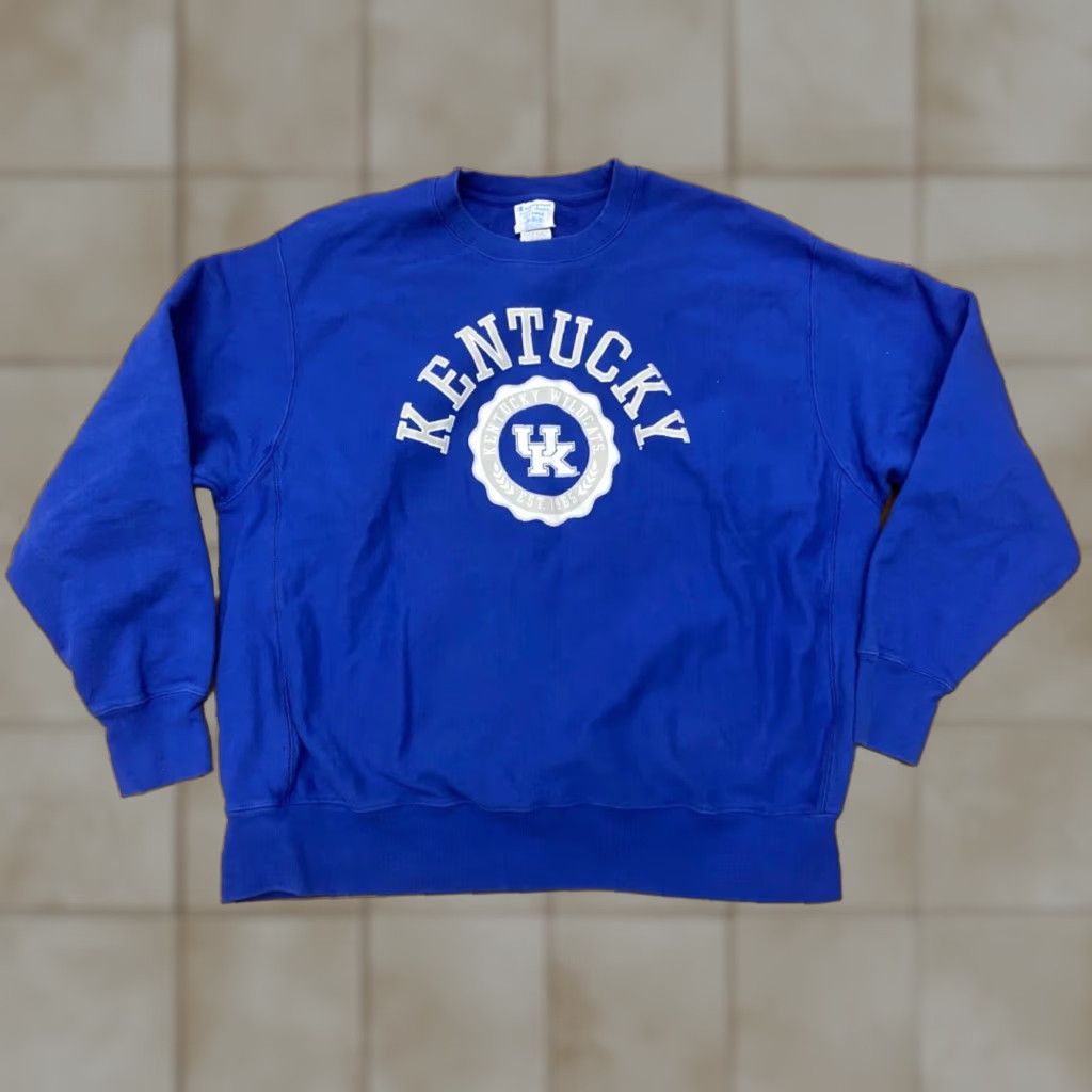 Champion VINTAGE Champion Reverse Weave Sweatshirt Kentucky Wildcats Blue 2XL Mens Regular Pullover Cotton Blend Sweatshirt Size US XXL / EU 58 / 5 - 1 Thumbnail