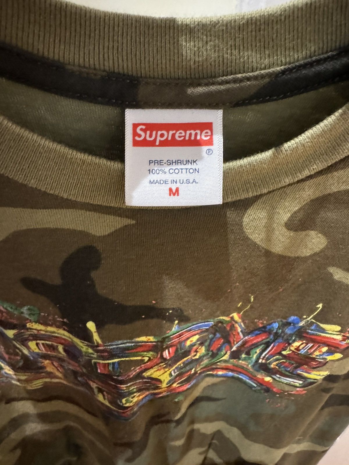 Supreme Supreme Camo T shirt, paint drip logo Size US M / EU 48-50 / 2 - 4 Thumbnail