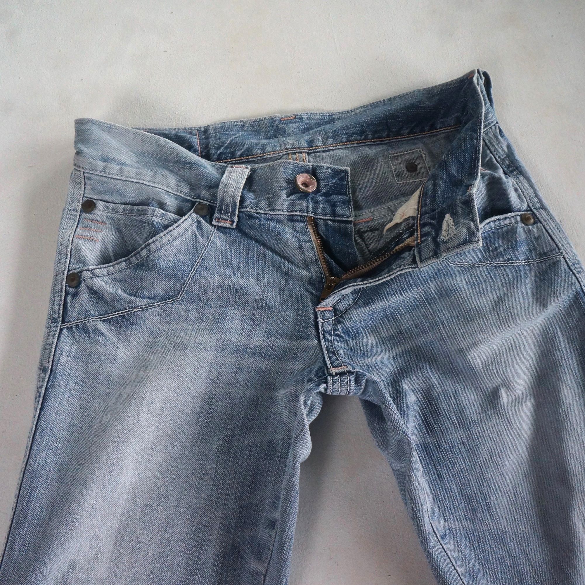 Edwin Edwin 503 Cinch Back Low Rise Flare Light Blue Jeans Size 29" - 4 Thumbnail