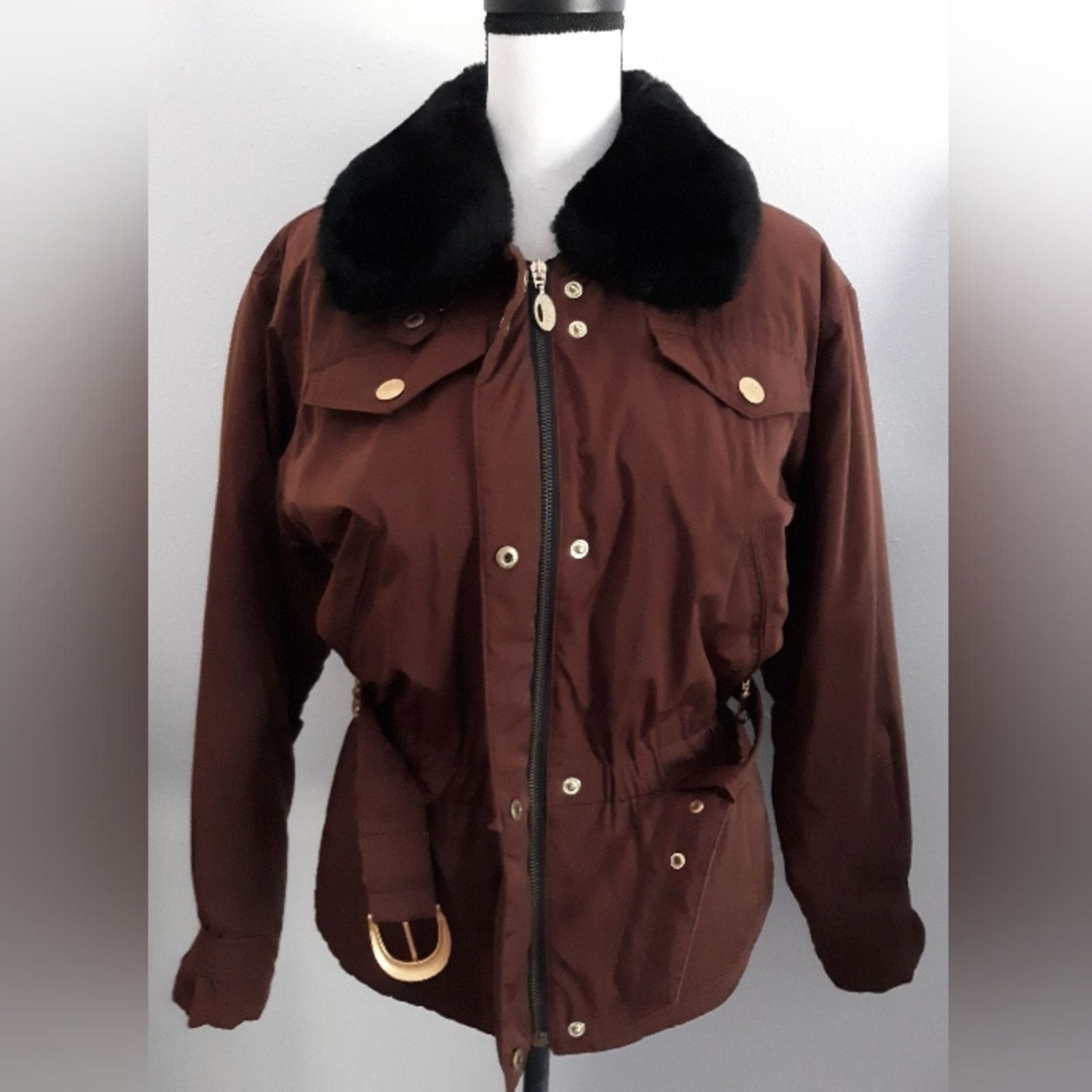 Vintage VTG Fera Insulated Belted Fur Trim Jacket Size M / US 6-8 / IT 42-44 - 7 Thumbnail