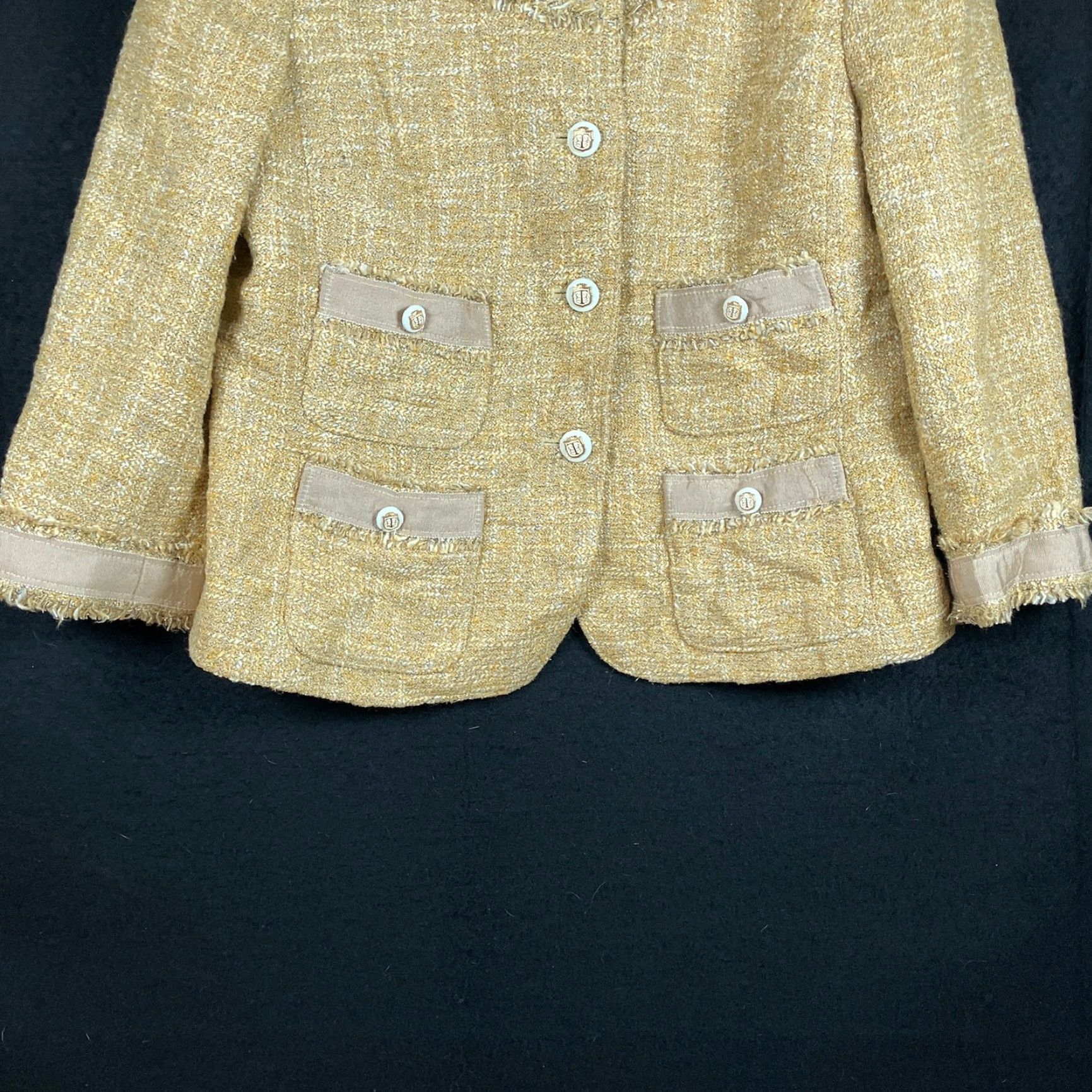 Talbots Talbots Blazer Jacket Gold Tweed Classic Jackie O Lined Cotton Blend 6P Petites Women Vintage Casual Workwear Office Mens Womens Size M / US 6-8 / IT 42-44 - 3 Thumbnail