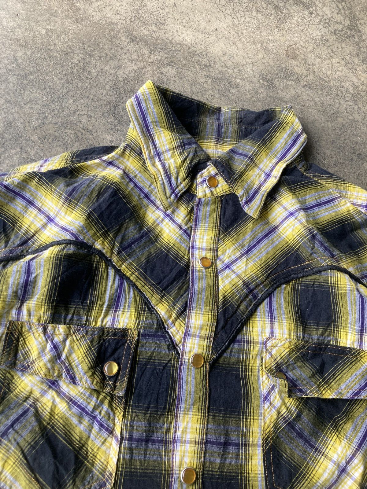 semanticdesign Semantic Design Western Plaid Shirt Snap Button Yellow Check Size US L / EU 52-54 / 3 - 3 Thumbnail