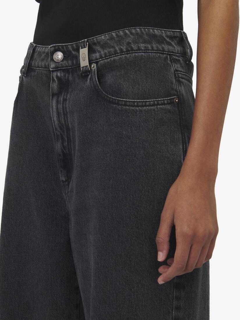 Alexander McQueen o1srvl11e0326 Wide Leg Jeans in Black Size 28" / US 6 / IT 42 - 5 Thumbnail