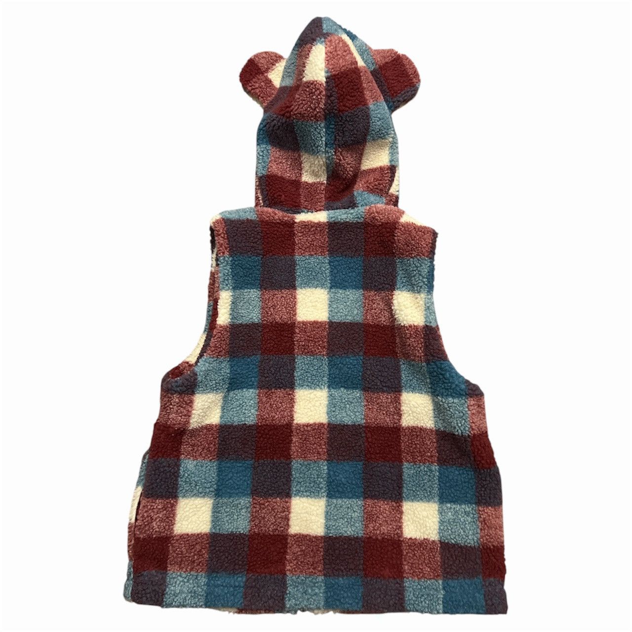 Ne-Net Ne-net Fleece Fur Red Plaid Bear Ear Vest Hoodie Size US S / EU 44-46 / 1 - 2 Thumbnail