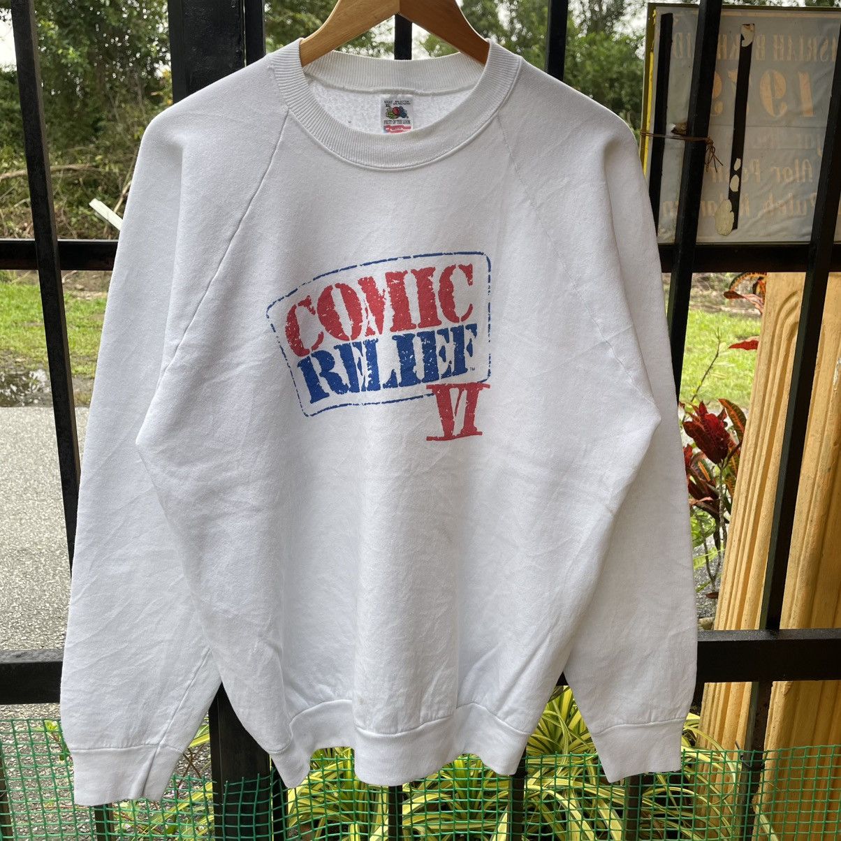 Vintage 🔥Vintage 90s Comic Relief XI Promo TV Show Raglan Sweatshirt Size US M / EU 48-50 / 2 - 5 Thumbnail