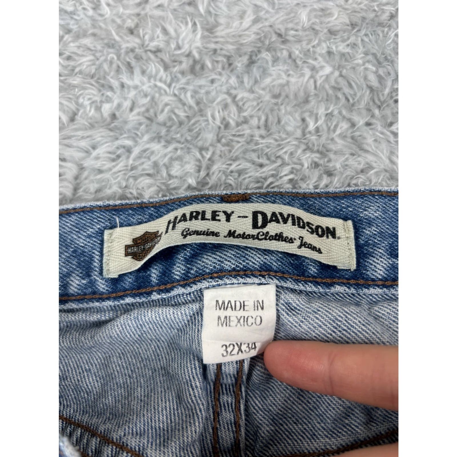 Harley Davidson Harley-Davidson Men's Jeans 32 Blue Denim Straight Distressed 5-Pocket Regular Fit Size US 32 / EU 48 - 7 Thumbnail