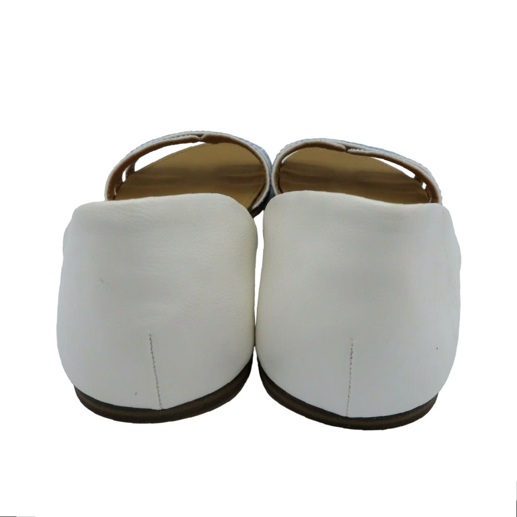 Guess GUESS Womens 8 ELIZE Iridescent Rainbow Rhinestone Flat Sandals Faux Leather Sandal Womens Width M, Slip On, Flat, Rhinestone, Faux Leather, 8, White Size US 8 / IT 38 - 5 Thumbnail