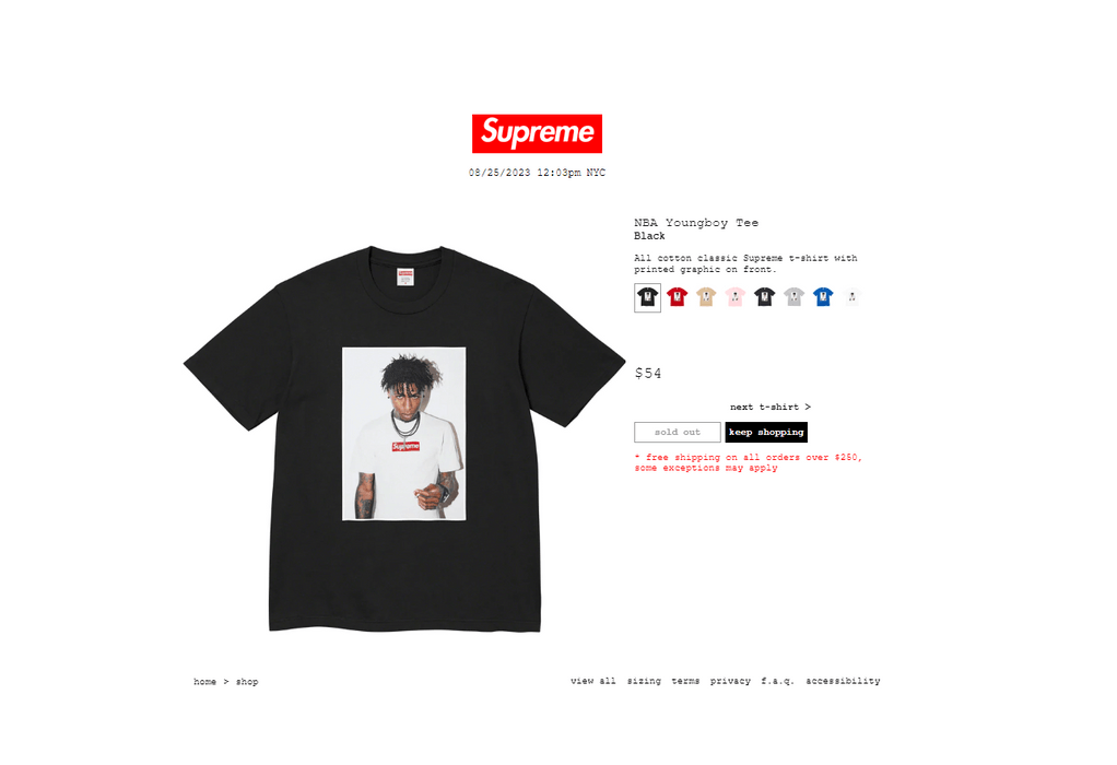 Supreme Supreme NBA Youngboy Tee BLACK | Grailed