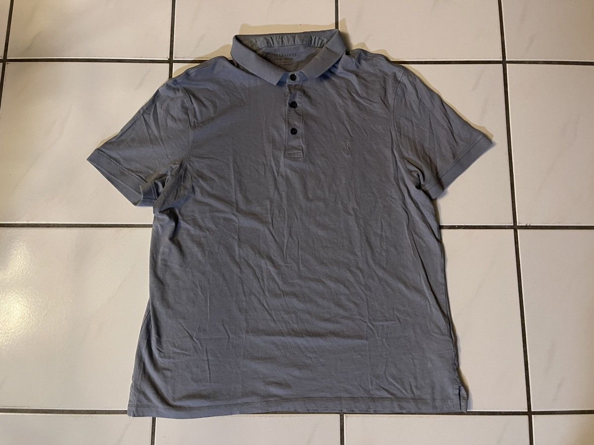 Allsaints All Saints Shirt Gray Blue Polo Ramskull Mens XL Slim Fit Size US XL / EU 56 / 4 - 1 Thumbnail