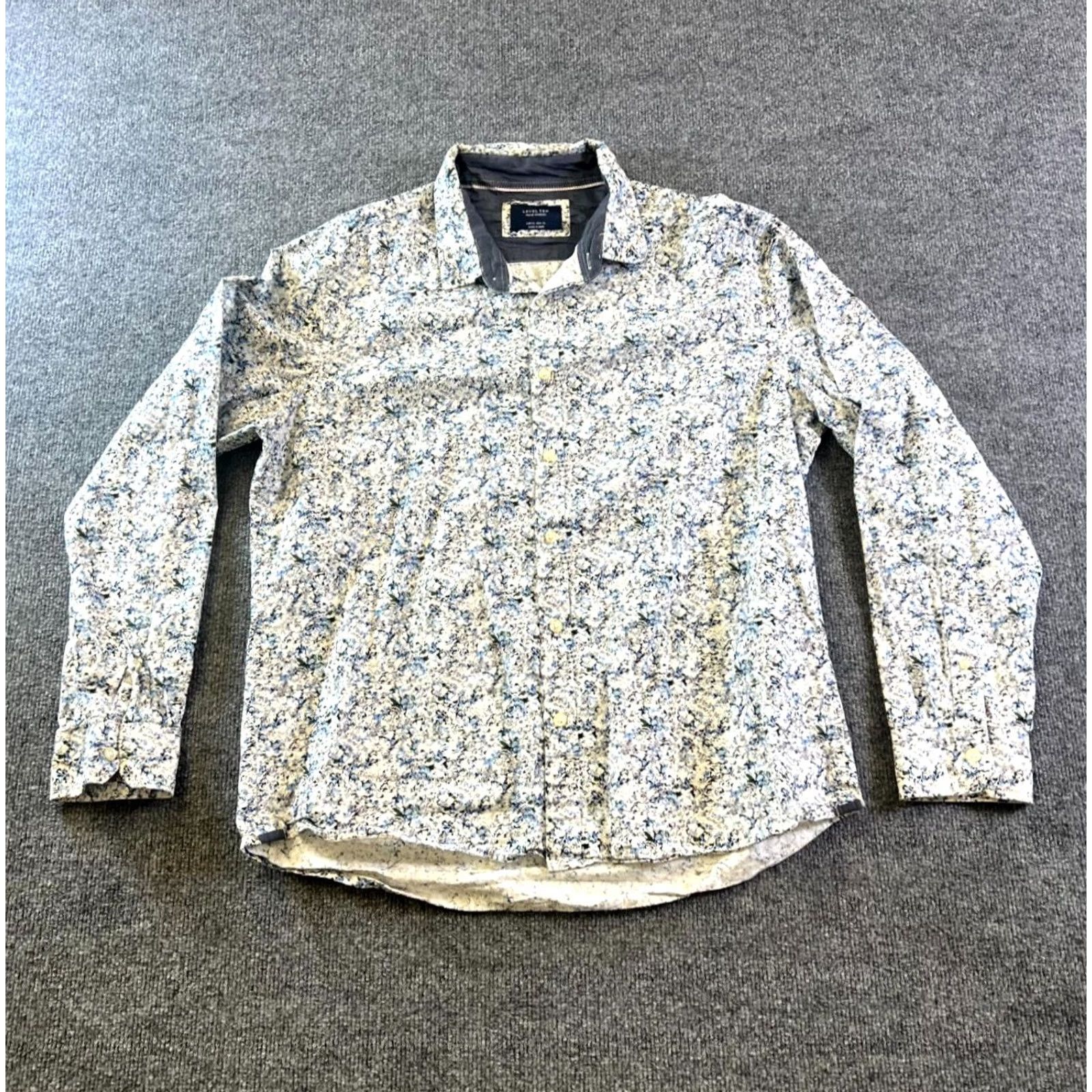 Vintage Level Ten Button-Up Shirt Men's XL Blue Cotton Geometric Comfort Preppy Career Shirt Size US XL / EU 56 / 4 - 2 Thumbnail