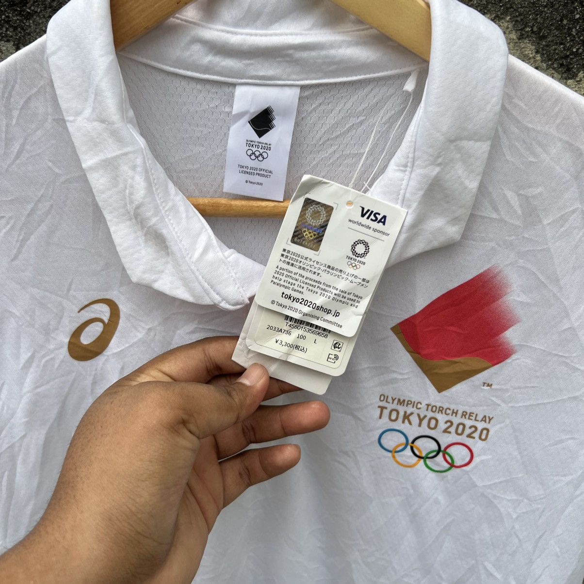 Asics “ASICS” OLYMPIC TORCH RELAY TOKYO 2020 DEADSTOCK POLO TEE Size US M / EU 48-50 / 2 - 6 Thumbnail